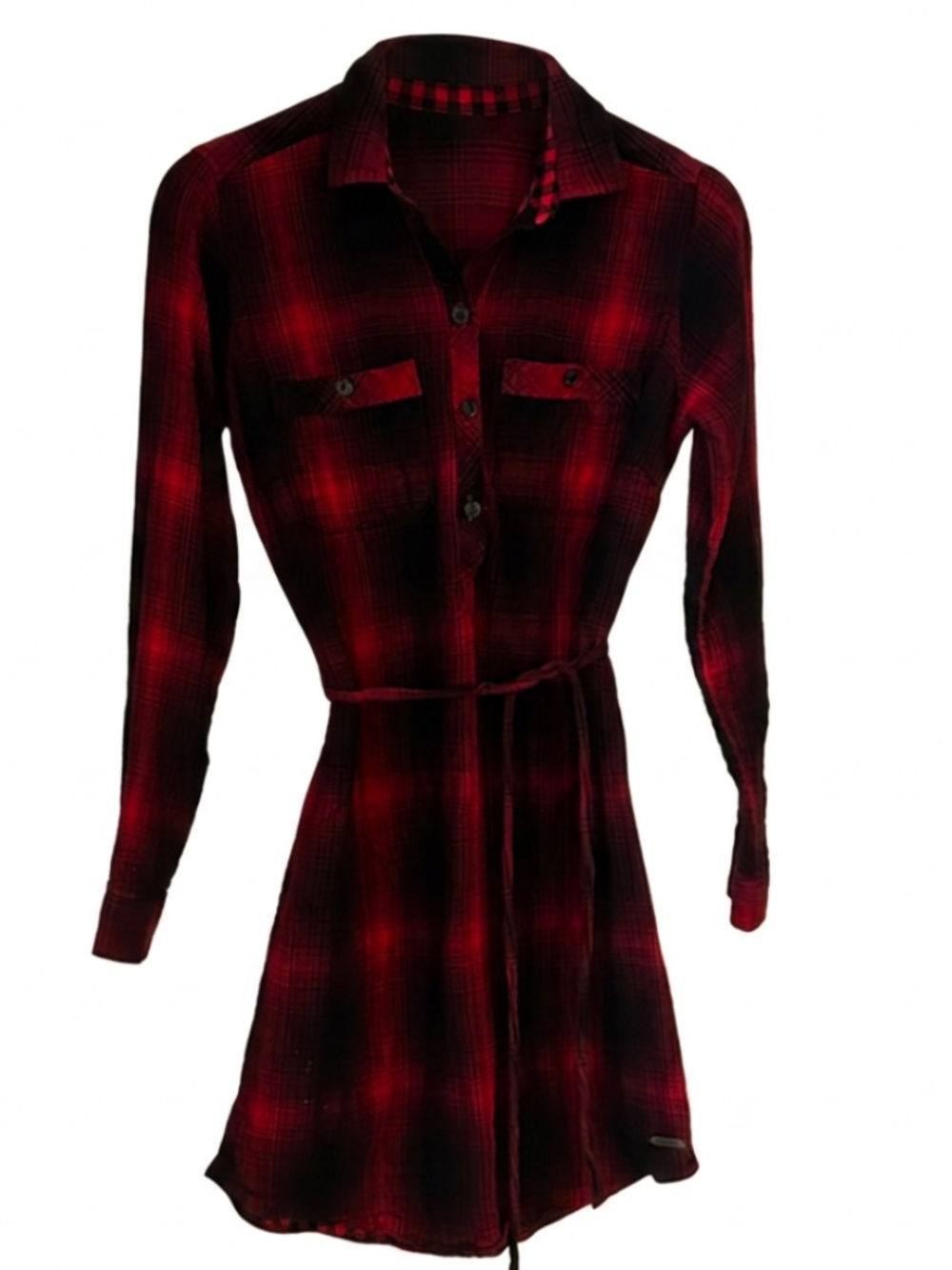 Eddie Bauer Red Plaid Flannel Shirt Dress Size 4